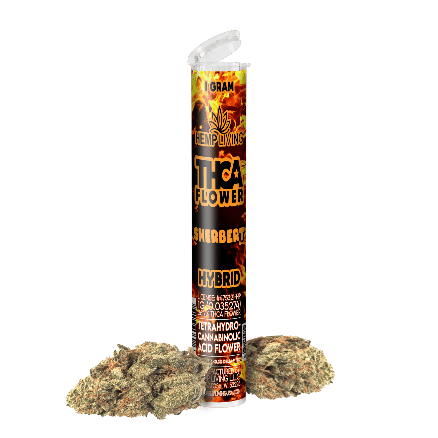 Hemp Living – THCA Flower 1g Pre-roll – Sherbert